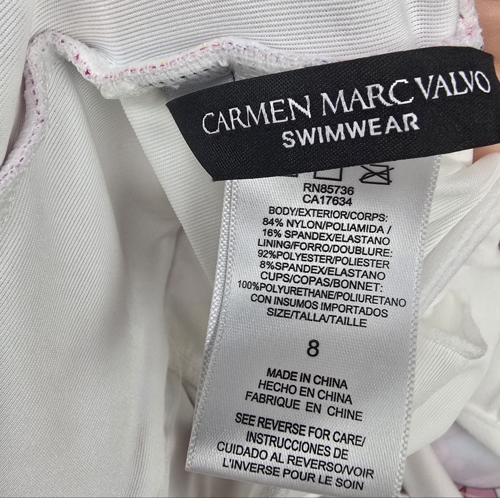 Carmen Marc Valvo Colorful Swirl Halter One-Piece Swimsuit Womens Size 8 - Picture 6 of 10